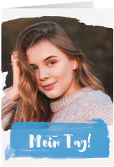 Danksgung Jugendweihe Youth A6 Klappkarte hoch blau