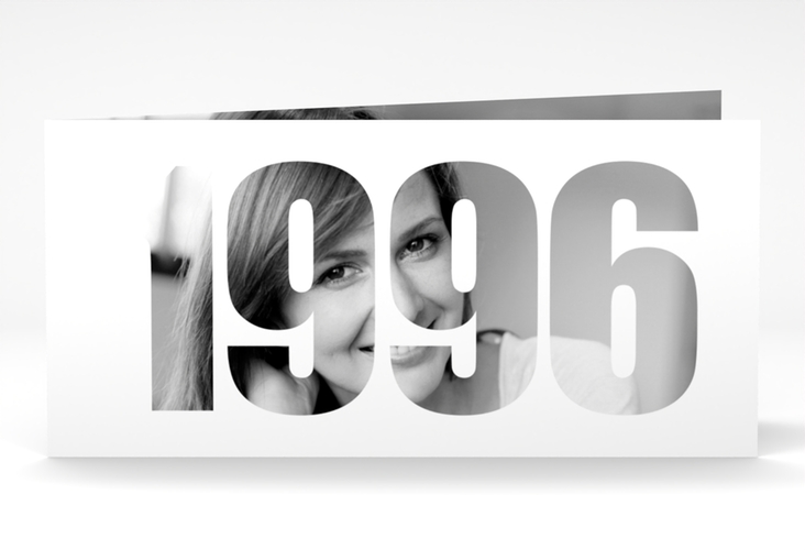 Einladungskarte Jahreszahl 2026 lange Klappkarte quer