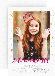 Einladungskarte Kindergeburtstag Konfetti A6 Karte hoch weiss