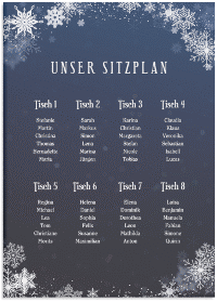 Klick: Details zu Sitzplan Leinwand Hochzeit "Winterdream" anzeigen Sitzplan Leinwand Hochzeit "Winterdream" 50 x 70 cm Leinwand blau
