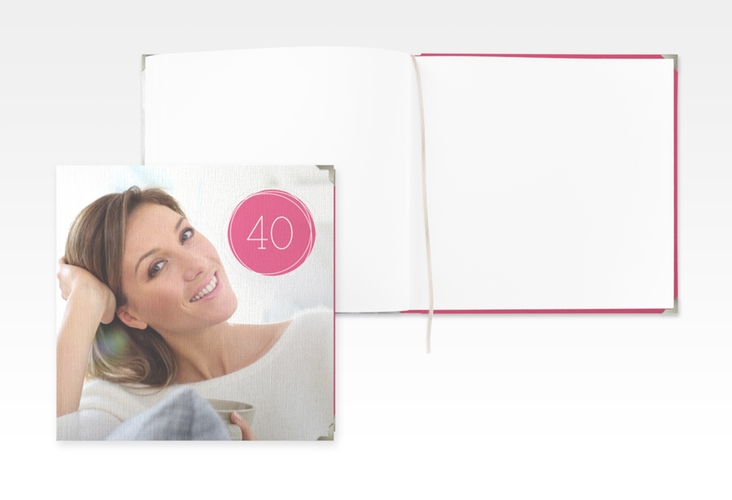 Gästebuch Selection Geburtstag Twister Leinen-Hardcover pink