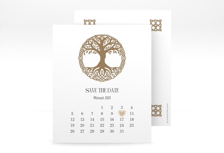 Save the Date-Kalenderblatt Lebensbaum Kalenderblatt-Karte im Stil der Kelten und Wikinger