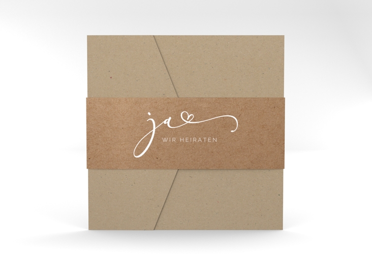 Hochzeitseinladung Jawort Pocketfold Kraftpapier modern minimalistisch mit veredelter Aufschrift
