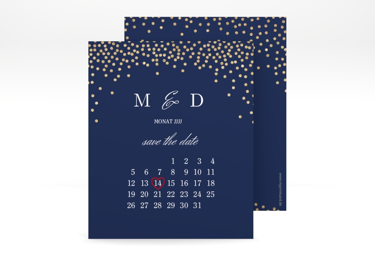 Save the Date-Kalenderblatt Glitter Kalenderblatt-Karte blau hochglanz