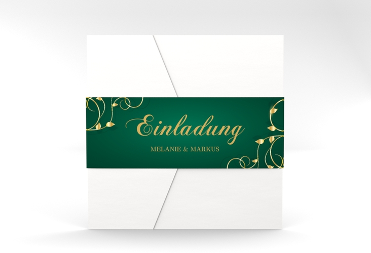 Hochzeitseinladung Eternity Pocketfold gruen hochglanz