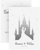 Klick: Details zu Save the Date-Visitenkarte "Castle" anzeigen Save the Date-Visitenkarte Castle Visitenkarte hoch grau