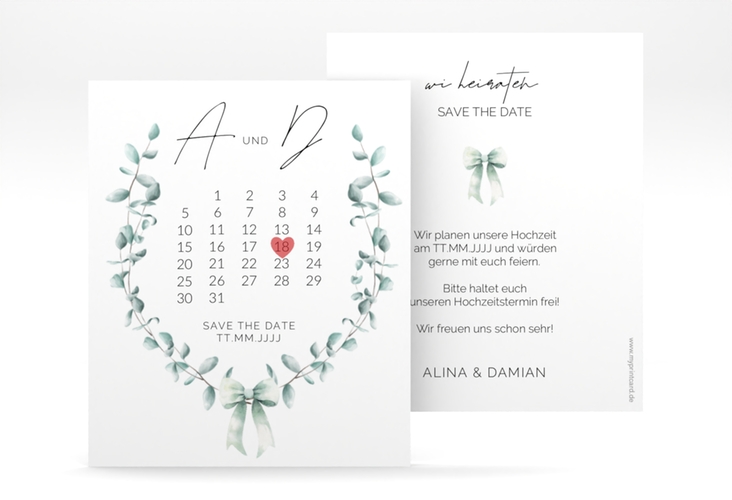Save the Date-Kalenderblatt Eucalypt Bow Kalenderblatt-Karte
