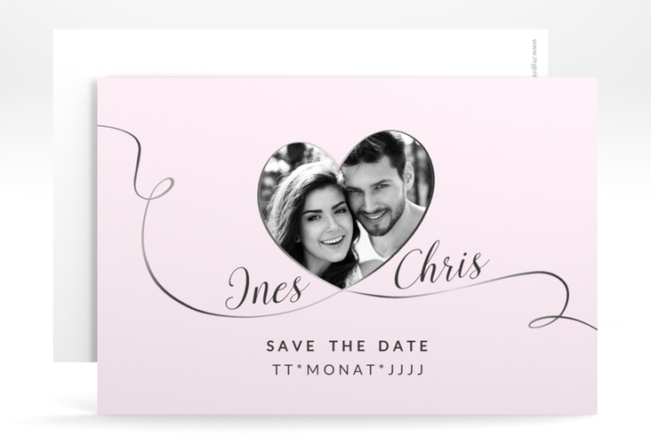 Save the Date-Karte Hochzeit Dolce A6 Karte quer rosa hochglanz