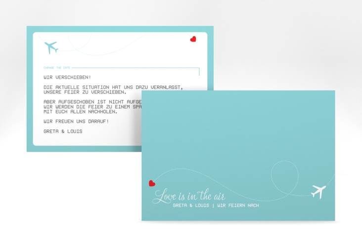 Change the Date-Karte Weddingpass A6 Karte quer blau