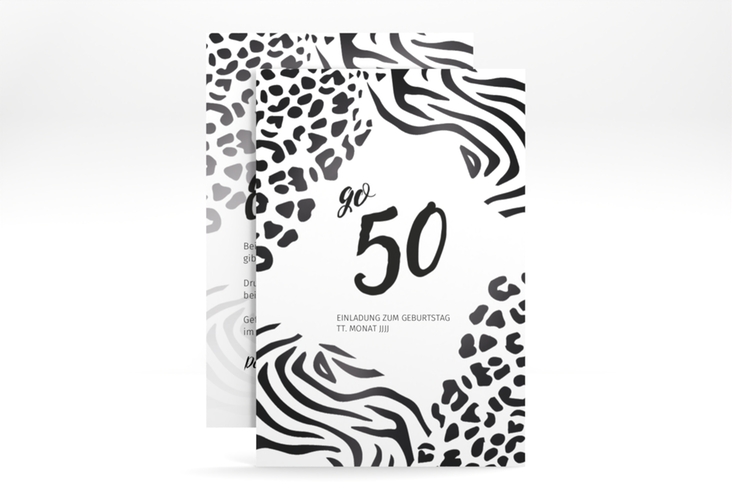 Einladung 50. Geburtstag Wild A6 Karte hoch hochglanz