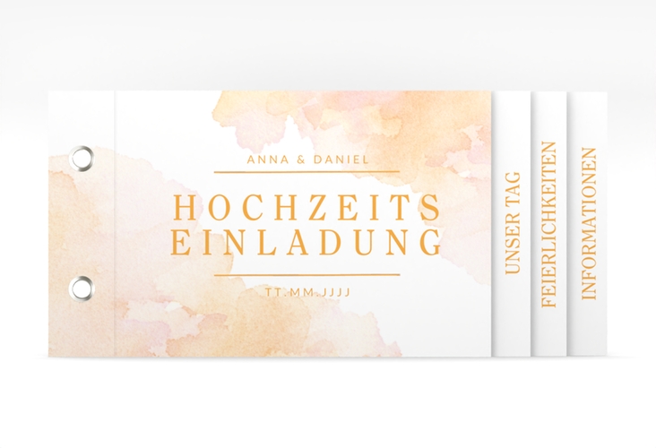 Hochzeitseinladung Blush Booklet orange