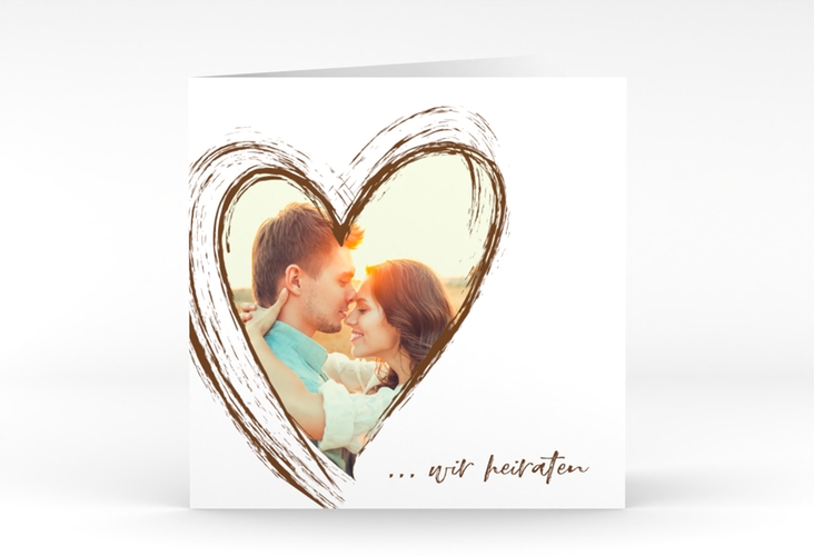 Hochzeitseinladung Liebe quadr. Klappkarte braun