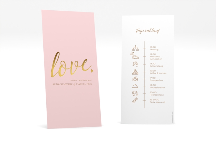 Tagesablauf Hochzeit Glam lange Karte hoch rosa