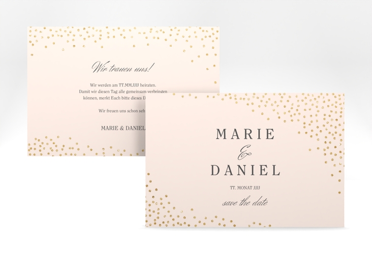 Save the Date-Karte Glitter A6 Karte quer rosa hochglanz