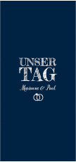 Klick: Details zu Tagesablauf Hochzeit "Rise" anzeigen Tagesablauf Hochzeit Rise lange Karte hoch blau