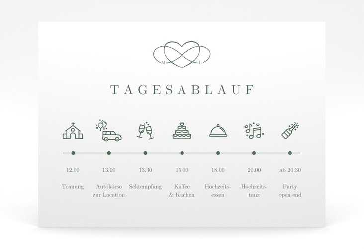 Tagesablauf Poster Hochzeit Infinity 70 x 50 cm Poster gruen