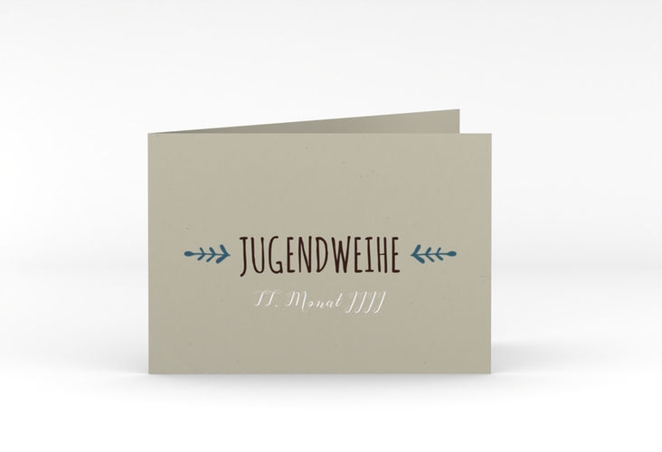 Einladung Jugendweihe Jugendlich A6 Klappkarte quer blau