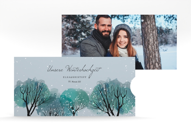 Hochzeitseinladung Winterhochzeit Einsteckkarte blau