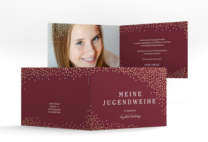 Einladung Jugendweihe Glossa A6 Klappkarte quer rot