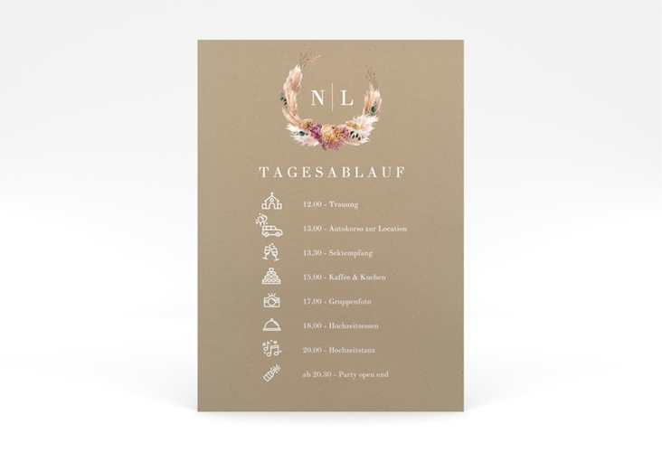 Tagesablauf Poster Hochzeit Bohochic 50 x 70 cm Poster