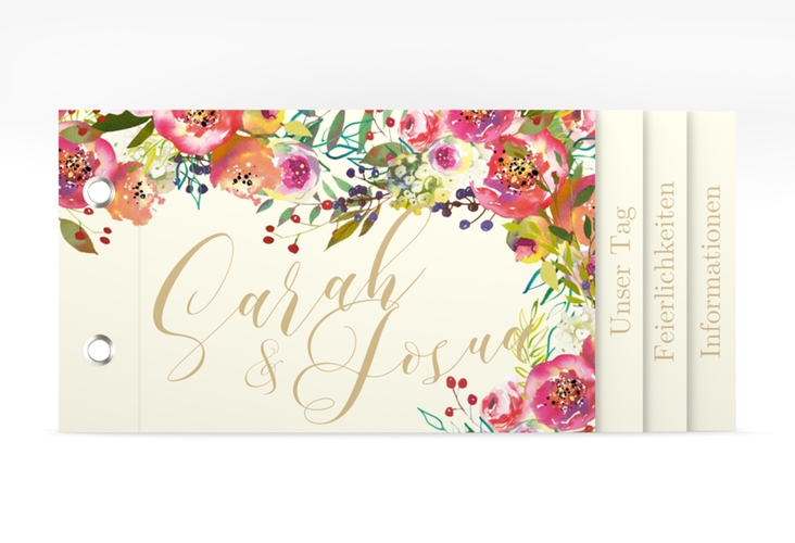 Hochzeitseinladung Flowerbomb Booklet beige hochglanz