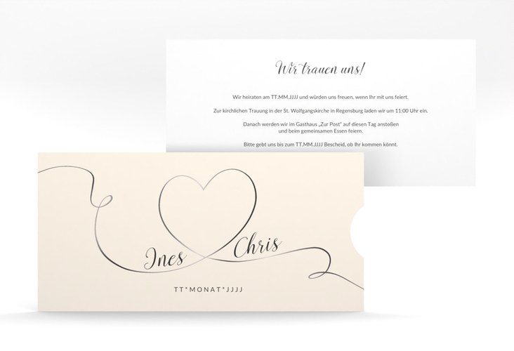 Hochzeitseinladung Dolce Einsteckkarte beige hochglanz