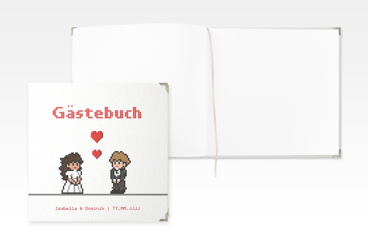 Gästebuch Selection Hochzeit Pixel Leinen-Hardcover weiss