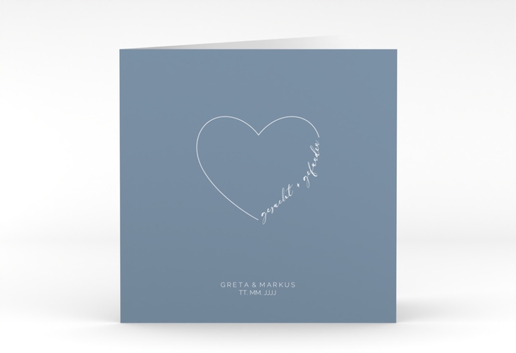 Hochzeitseinladung Lebenstraum quadr. Klappkarte blau hochglanz