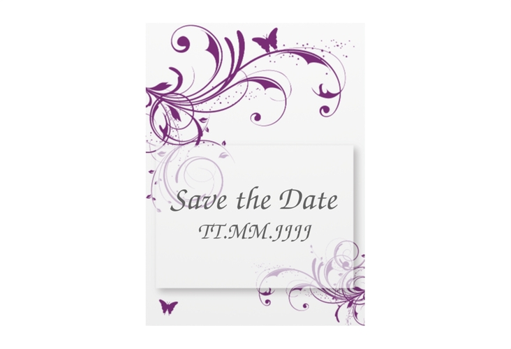 Save the Date-Visitenkarte Palma Visitenkarte hoch lila hochglanz