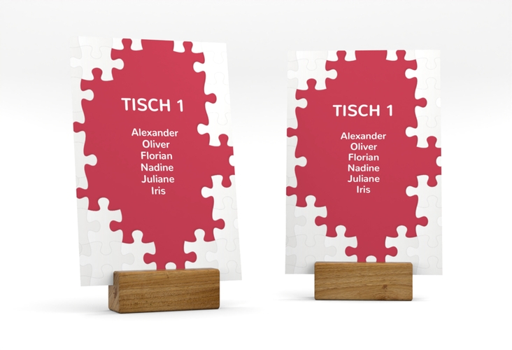 Tischaufsteller Hochzeit Puzzle Tischaufsteller rot