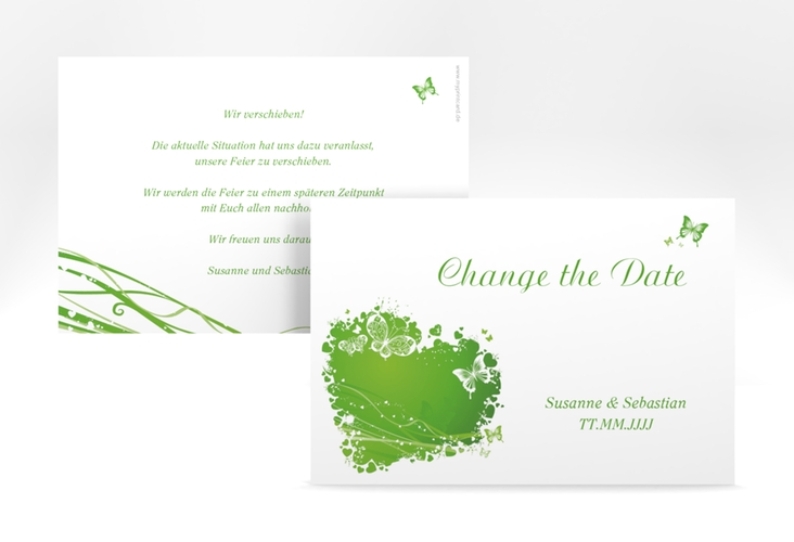 Change the Date-Karte Hochzeit Mailand A6 Karte quer gruen
