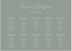 Sitzplan Poster Hochzeit Day 70 x 50 cm Leinwand gruen mit Datum im minimalistischen Design