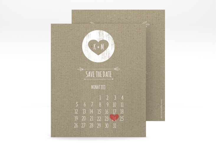 Save the Date-Kalenderblatt Shabby Kalenderblatt-Karte hochglanz