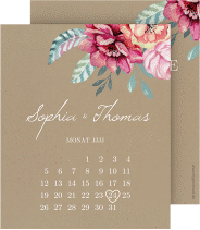 Klick: Details zu Save the Date-Kalenderblatt "Blooming" anzeigen Save the Date-Kalenderblatt Blooming Kalenderblatt-Karte Kraftpapier
