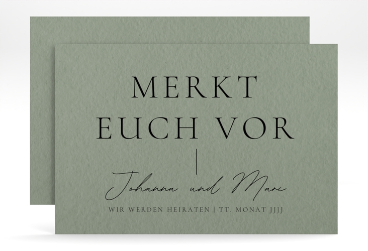 Save the Date-Karte Hochzeitsfreude A6 Karte quer gruen hochglanz