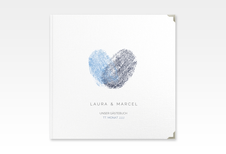 Gästebuch Selection Hochzeit Fingerprint Leinen-Hardcover blau schlicht mit Fingerabdruck-Motiv