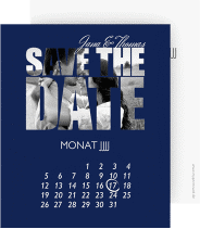 Save the Date-Kalenderblatt Letters Kalenderblatt-Karte blau