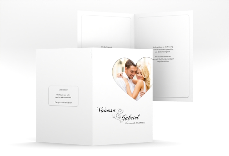 Kirchenheft Hochzeit Sweetheart A5 Klappkarte hoch weiss