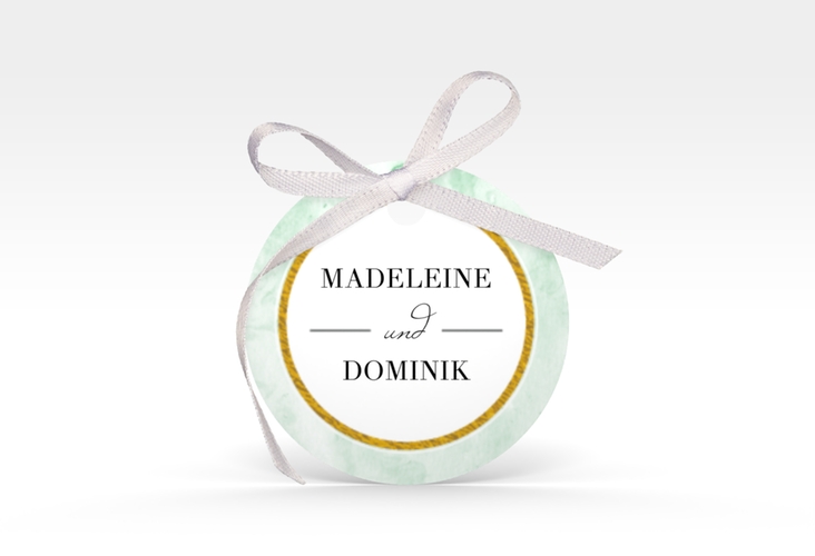 Geschenkanhänger Hochzeit Marble Geschenkanhänger, rund gruen hochglanz
