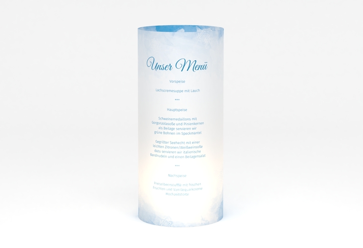 Windlicht Menü Hochzeit Frozen Windlicht blau mit Winter-Design