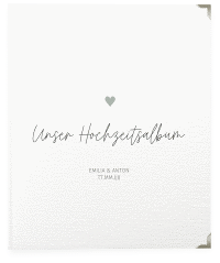 Klick: Details zu Hochzeitsalbum "Herzschlag" anzeigen Hochzeitsalbum Herzschlag 21 x 25 cm weiss schlicht und elegant mit Herzchen