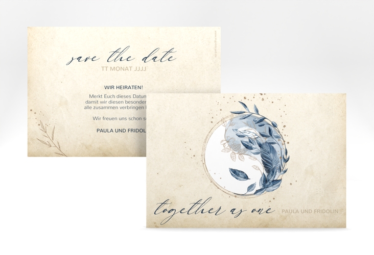 Save the Date-Karte YinYang A6 Karte quer beige im Vintage-Look