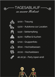 Tagesablauf Poster Hochzeit Bones