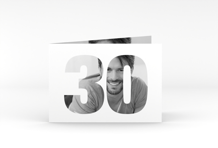Einladung 30. Geburtstag Numbers A6 Klappkarte quer weiss