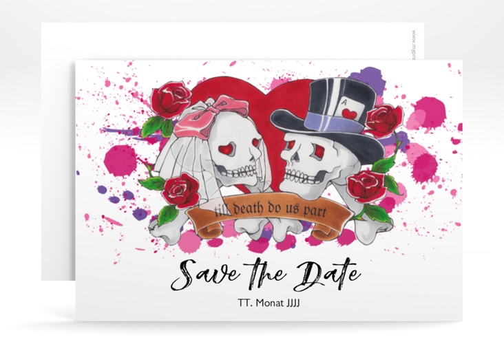 Save the Date-Karte Hochzeit Palermo A6 Karte quer weiss hochglanz