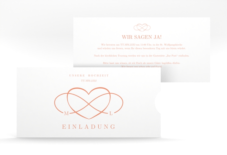 Hochzeitseinladung Infinity Einsteckkarte apricot
