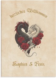 Willkommensschild Leinwand "Drachenliebe"