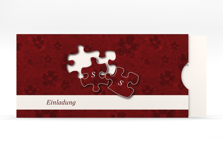 Hochzeitseinladung Ravensburg Einsteckkarte hochglanz mit zwei Puzzleteilen