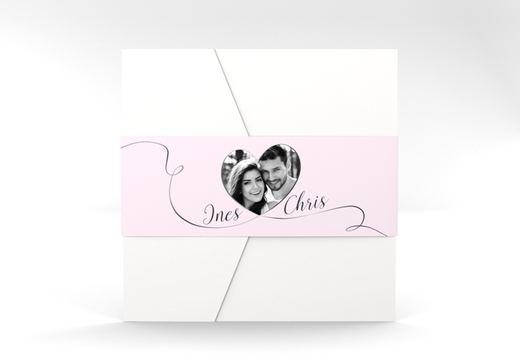 Hochzeitseinladung Dolce Pocketfold rosa hochglanz