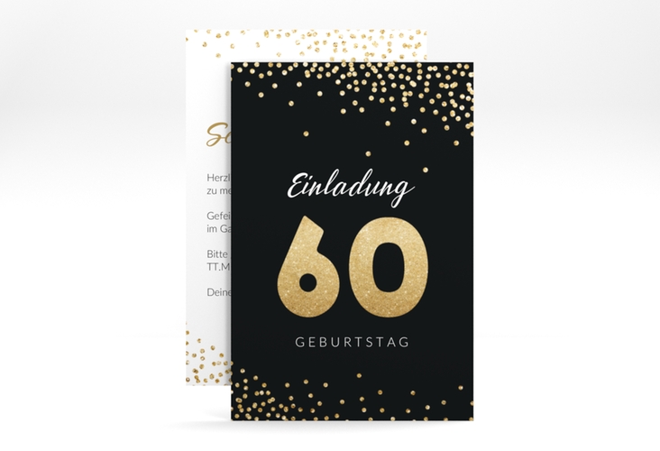 Einladung 60. Geburtstag Glitzer A6 Karte hoch